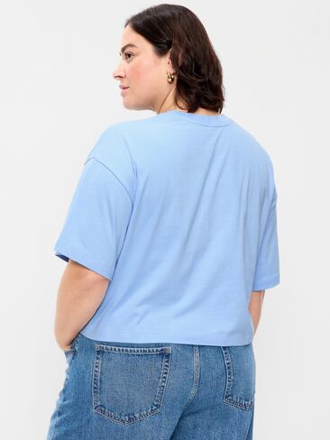 تي شيرت Old Navy Vintage برقبة دائرية كبيرة الحجم - مونيه بلو in Saudi Arabia