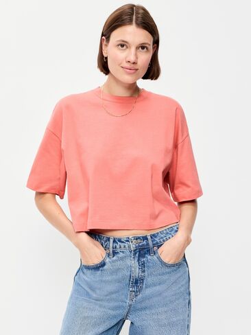 Old Navy Vintage Crew-Neck Oversized Crop T-Shirt - Coho Salmon in Saudi Arabia