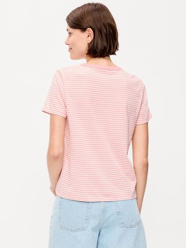 تي شيرت مخطط برقبة دائرية من Old Navy EveryWear - شريط وردي in Kuwait