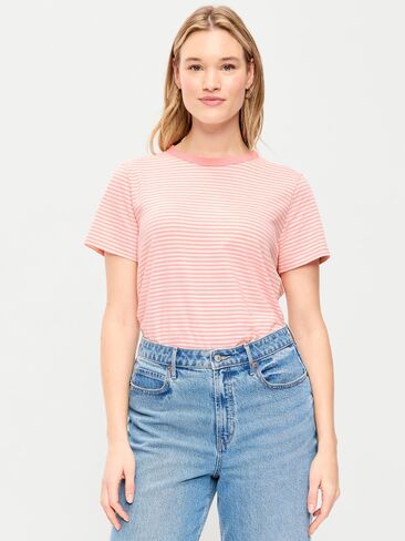 تي شيرت مخطط برقبة دائرية من Old Navy EveryWear - شريط وردي in Kuwait