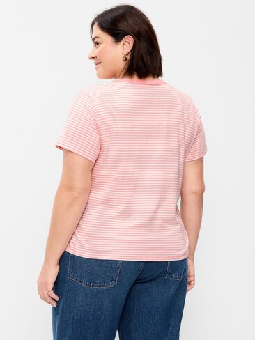 تي شيرت مخطط برقبة دائرية من Old Navy EveryWear - شريط وردي in Kuwait