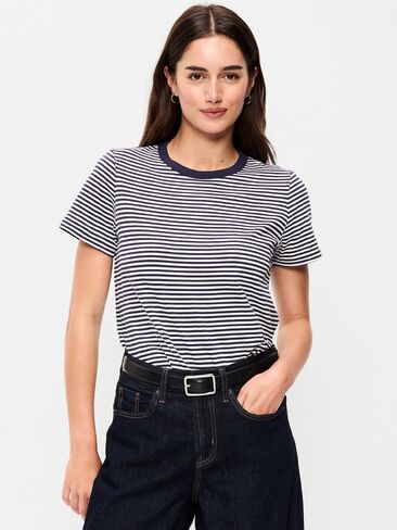تي شيرت مخطط برقبة دائرية من Old Navy EveryWear - شريط بحري in Kuwait