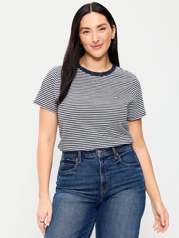 تي شيرت مخطط برقبة دائرية من Old Navy EveryWear - شريط بحري in Kuwait