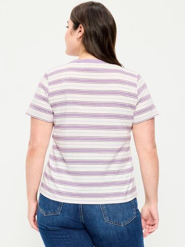 تي شيرت مخطط برقبة دائرية من Old Navy EveryWear - شريط أرجواني فاتح in Kuwait