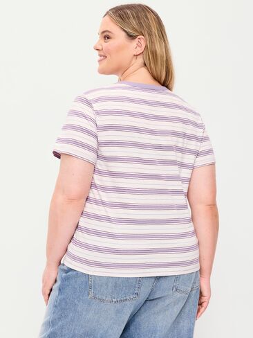 تي شيرت مخطط برقبة دائرية من Old Navy EveryWear - شريط أرجواني فاتح in Kuwait
