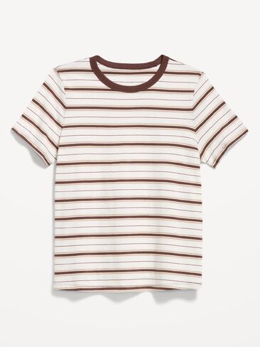 تي شيرت مخطط برقبة دائرية من Old Navy EveryWear - شريط بني ترابي in Kuwait