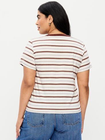 تي شيرت مخطط برقبة دائرية من Old Navy EveryWear - شريط بني ترابي in Kuwait