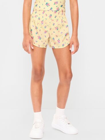 Old Navy High-Waisted Dolphin-Hem Run Shorts for Girls - Yellow Floral in Kuwait