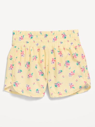 Old Navy High-Waisted Dolphin-Hem Run Shorts for Girls - Yellow Floral in Kuwait