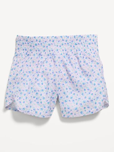 Old Navy High-Waisted Dolphin-Hem Run Shorts for Girls - Purple Floral in Saudi Arabia