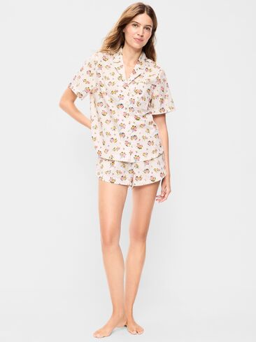 Old Navy Poplin Pajama Short Set - White Floral in Saudi Arabia