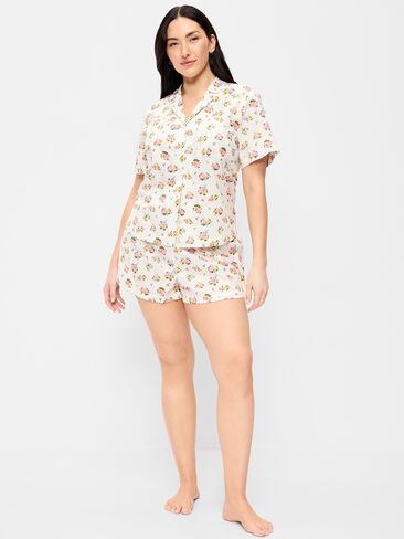 Old Navy Poplin Pajama Short Set - White Floral in Saudi Arabia