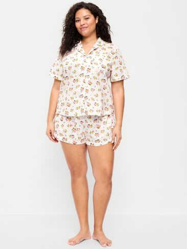 Old Navy Poplin Pajama Short Set - White Floral in Saudi Arabia