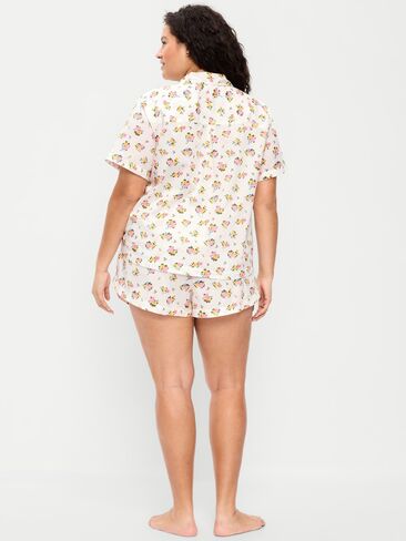 Old Navy Poplin Pajama Short Set - White Floral in Saudi Arabia