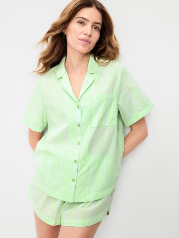 طقم بيجامة بوبلين قصير من Old Navy - شريط أخضر in Saudi Arabia