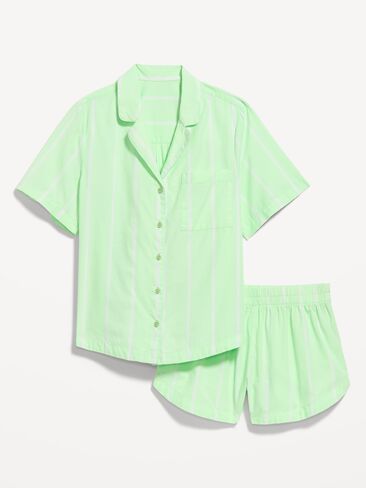 طقم بيجامة بوبلين قصير من Old Navy - شريط أخضر in Saudi Arabia