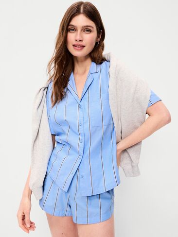 Old Navy Poplin Pajama Short Set - Blue in Saudi Arabia