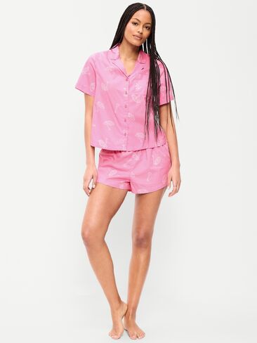 Old Navy Poplin Pajama Short Set - PINK KEY in Saudi Arabia