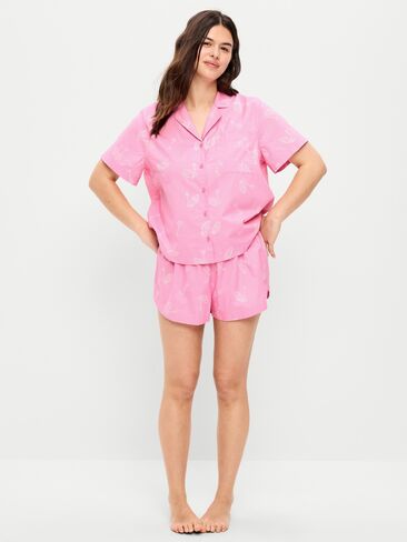 Old Navy Poplin Pajama Short Set - PINK KEY in Saudi Arabia