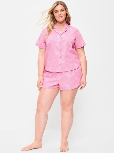 Old Navy Poplin Pajama Short Set - PINK KEY in Saudi Arabia