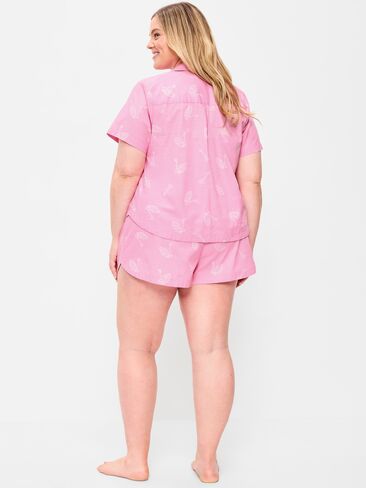 Old Navy Poplin Pajama Short Set - PINK KEY in Saudi Arabia