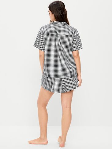 طقم بيجامة بوبلين قصير من Old Navy - قماش قطني أسود/أبيض in Saudi Arabia