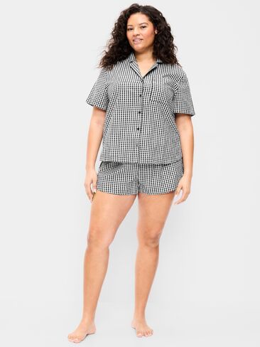 طقم بيجامة بوبلين قصير من Old Navy - قماش قطني أسود/أبيض in Saudi Arabia