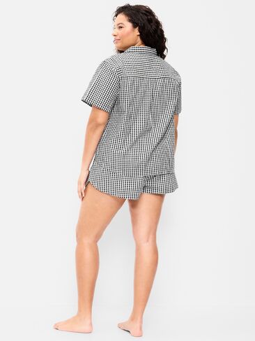 طقم بيجامة بوبلين قصير من Old Navy - قماش قطني أسود/أبيض in Saudi Arabia