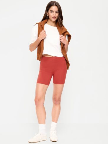 Old Navy High-Waisted Jersey Biker Shorts -- 6-inch inseam - Deep Rose in Kuwait