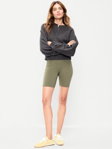 Old Navy High-Waisted Biker Shorts -- 8-inch inseam - Stone Wall in Saudi Arabia