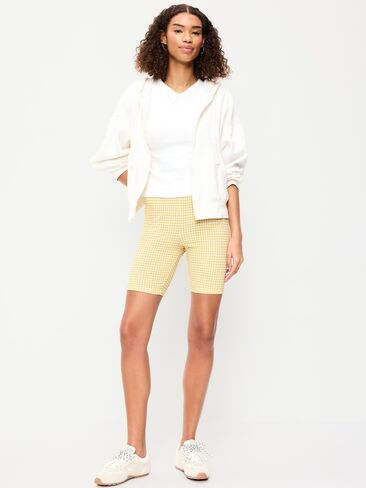 Old Navy High-Waisted Biker Shorts -- 8-inch inseam - Yellow Gingham in Saudi Arabia
