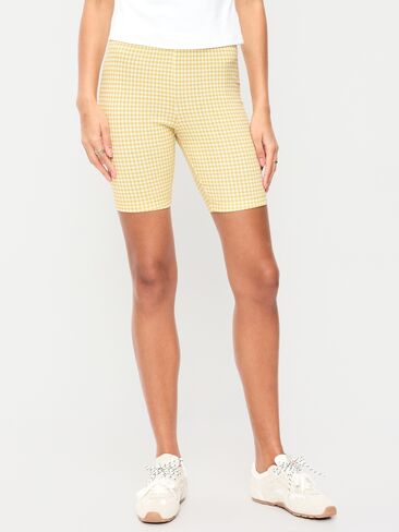 Old Navy High-Waisted Biker Shorts -- 8-inch inseam - Yellow Gingham in Saudi Arabia
