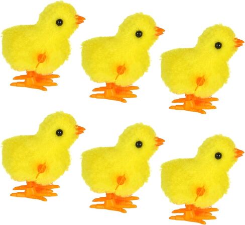 DECYOOL 6PCS Wind Up Bunny and Chick Clockwork Toys Novel Easter Wind Up Toys for Easter Eggs Plush Chicken Wind Up Toys for Easter Basket Stuffer （Color Random） in Saudi Arabia