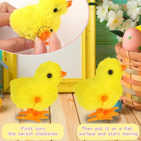 DECYOOL 6PCS Wind Up Bunny and Chick Clockwork Toys Novel Easter Wind Up Toys for Easter Eggs Plush Chicken Wind Up Toys for Easter Basket Stuffer （Color Random） in Saudi Arabia