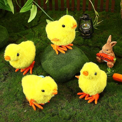 DECYOOL 6PCS Wind Up Bunny and Chick Clockwork Toys Novel Easter Wind Up Toys for Easter Eggs Plush Chicken Wind Up Toys for Easter Basket Stuffer （Color Random） in Saudi Arabia