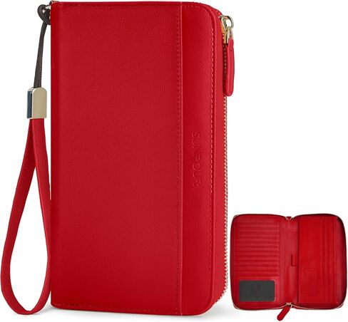 محفظة سفر كبيرة للنساء ، محفظة RFID Zipper مع فتحة Airtag ، قابض حامل جواز سفر مع المعصم in Saudi Arabia