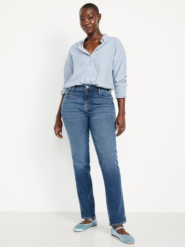 Old Navy High-Waisted Vintage Slim Jeans - Medium Indigo in Saudi Arabia