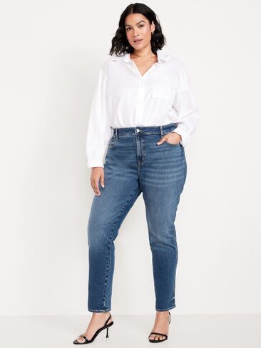 Old Navy High-Waisted Vintage Slim Jeans - Medium Indigo in Saudi Arabia