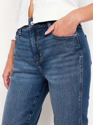 Old Navy High-Waisted Vintage Slim Jeans - Medium Indigo in Saudi Arabia