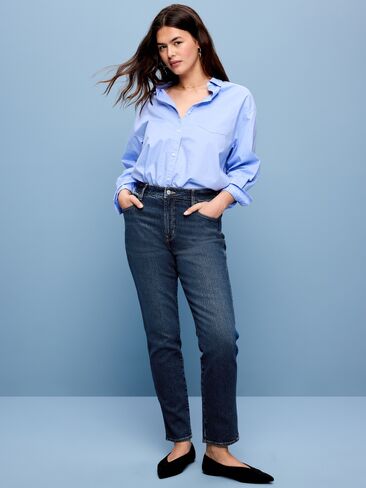 بنطال جينز Old Navy ذو خصر عالي - نيلي داكن in Saudi Arabia
