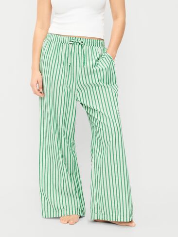 Old Navy Poplin Wide-Leg Pajama Pants - Green Stripe in Saudi Arabia