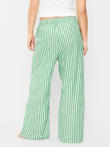 Old Navy Poplin Wide-Leg Pajama Pants - Green Stripe in Saudi Arabia