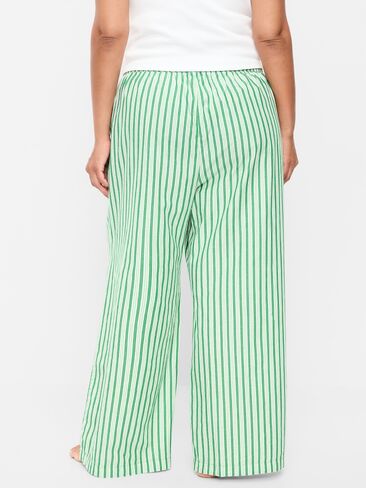 Old Navy Poplin Wide-Leg Pajama Pants - Green Stripe in Saudi Arabia