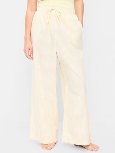 Old Navy Poplin Wide-Leg Pajama Pants - Yellow/Blue Stripe in Saudi Arabia