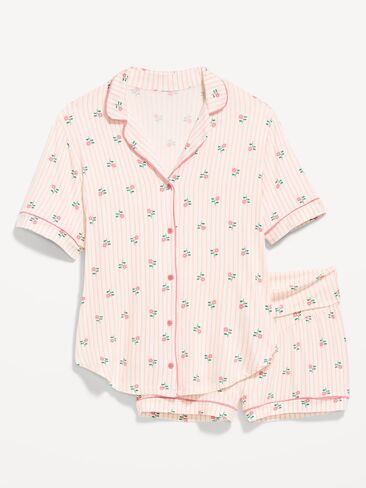 Old Navy Maternity Classic Pajama Short Set - Pink Floral in Saudi Arabia
