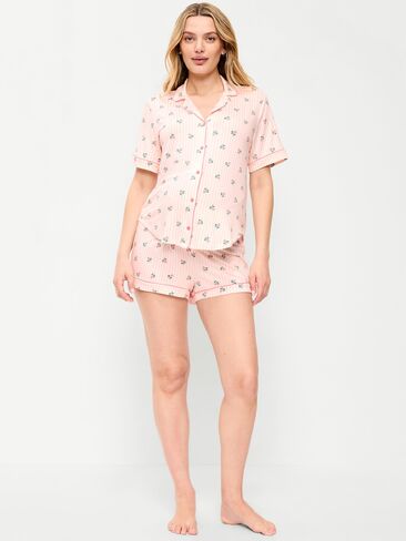 Old Navy Maternity Classic Pajama Short Set - Pink Floral in Saudi Arabia