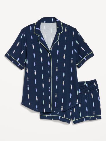 طقم بيجامة كلاسيكية للحوامل من Old Navy - طباعة باللون الأزرق الداكن in Saudi Arabia