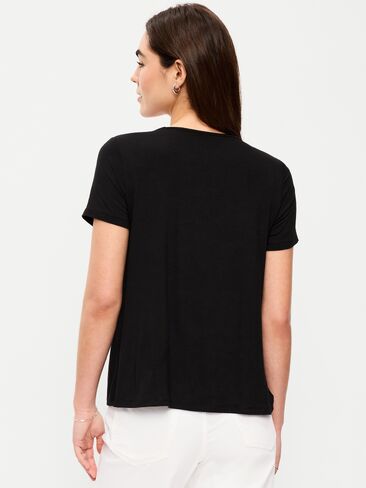 تي شيرت Old Navy Luxe برقبة على شكل حرف V - هيذر أسود فاتح in Saudi Arabia