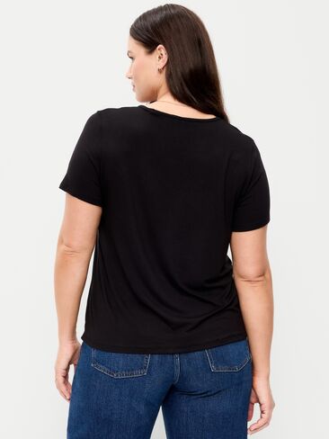 تي شيرت Old Navy Luxe برقبة على شكل حرف V - هيذر أسود فاتح in Saudi Arabia