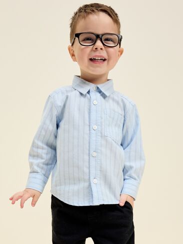 قميص أكسفورد بأكمام طويلة من Old Navy للأولاد الصغار - أزرق in Kuwait